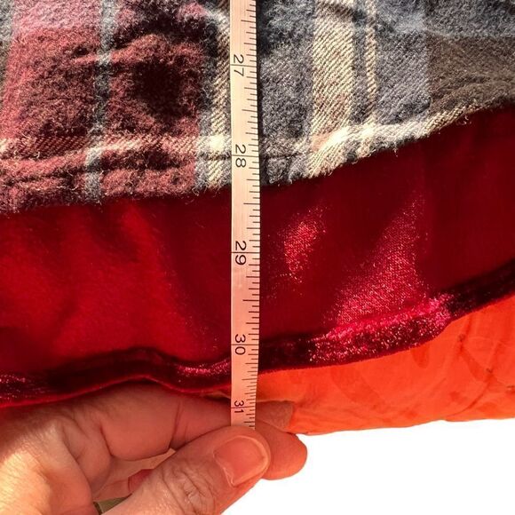 Indigo Thread Co maroon plaid flannel with velvet embroidered back detail S - Picture 8 of 8